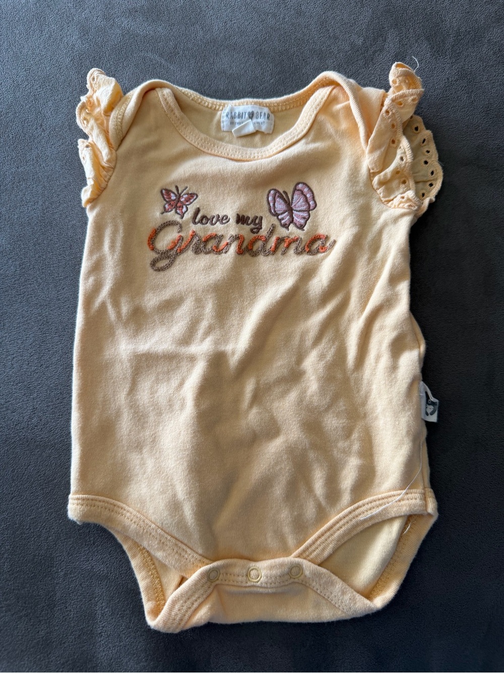 Rabbit + Bear Baby One-Piece Bodysuit "Love My Grandma"